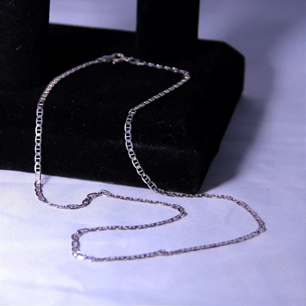 Sterling Silver 925 Mariner Anchor Link Chain Necklace‎ 20 Inch 2mm GM Italy